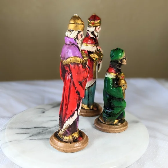 RARE Vintage Japan Paper-mache Wiseman Set Of 3 Nativity Christmas